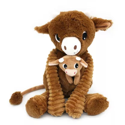 Ptipotos di Les Deglingos - Peluche Mamma Bambino Hindou la Mucca Marrone