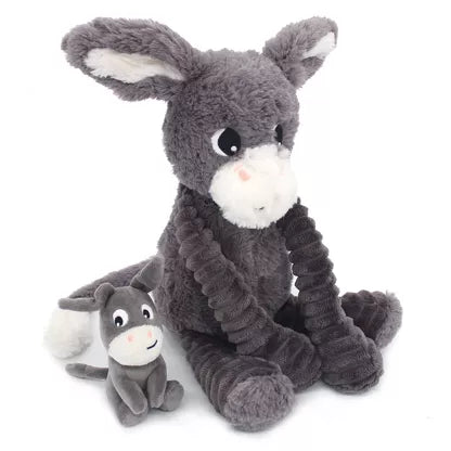 Ptipotos by Les Deglingos Peluche Mamma Bambino Asino Poitou Grigio