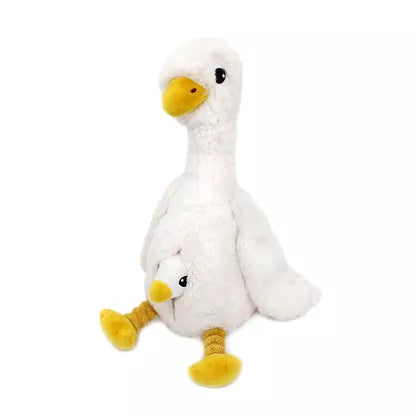 Ptipotos di Les Deglingos Peluche Mamma Bambino Jebongou l'Oca Bianca