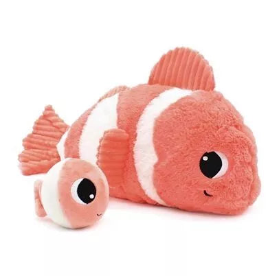 Les Ptipotos - Bigou il Pesce Pagliaccio Peluche Mamma e Cucciolo Corallo - 38 cm