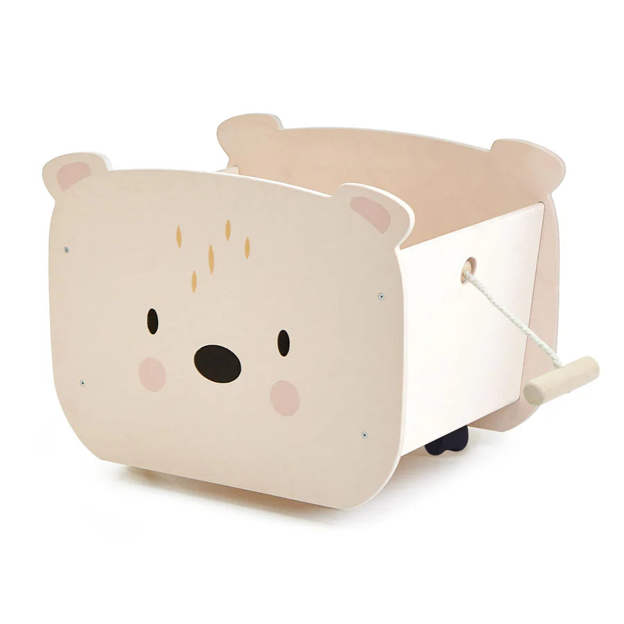 Portagiochi da Tirare in Legno Pull Along Bear Cart | Tender Leaf | 3+ Anni