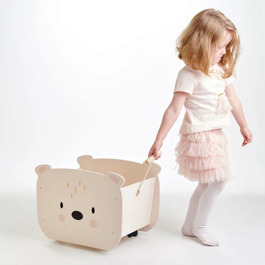 Portagiochi da Tirare in Legno Pull Along Bear Cart | Tender Leaf | 3+ Anni