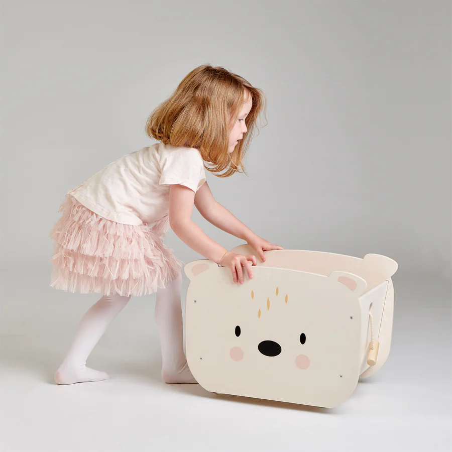 Portagiochi da Tirare in Legno Pull Along Bear Cart | Tender Leaf | 3+ Anni