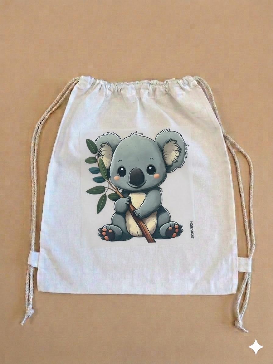 Sacchetto Asilo Personalizzato - Koala con Eucalipto