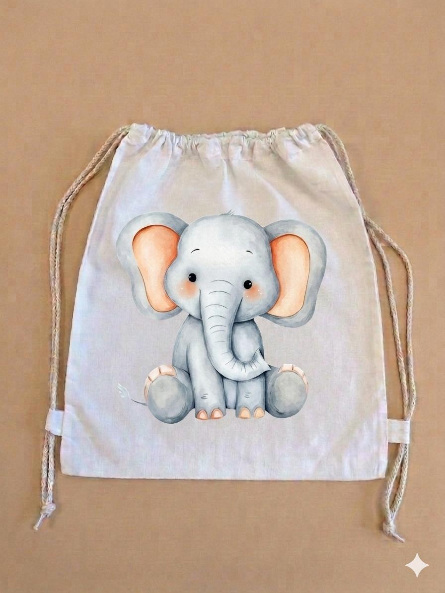 Sacchetto Asilo Personalizzato - Elefante
