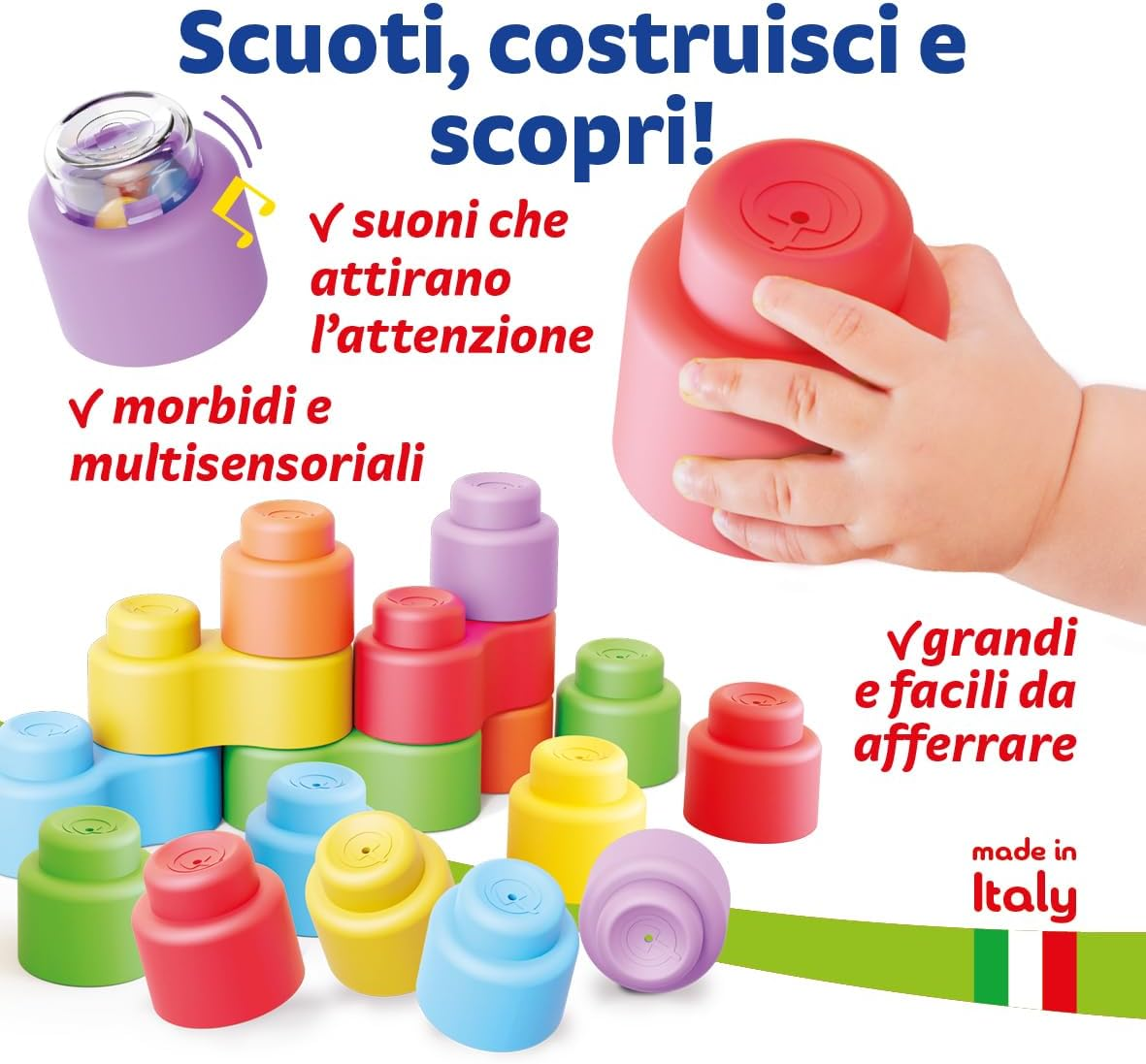Quercetti MOMY Soft Happy Sound – Costruzioni Morbide 18 Pezzi