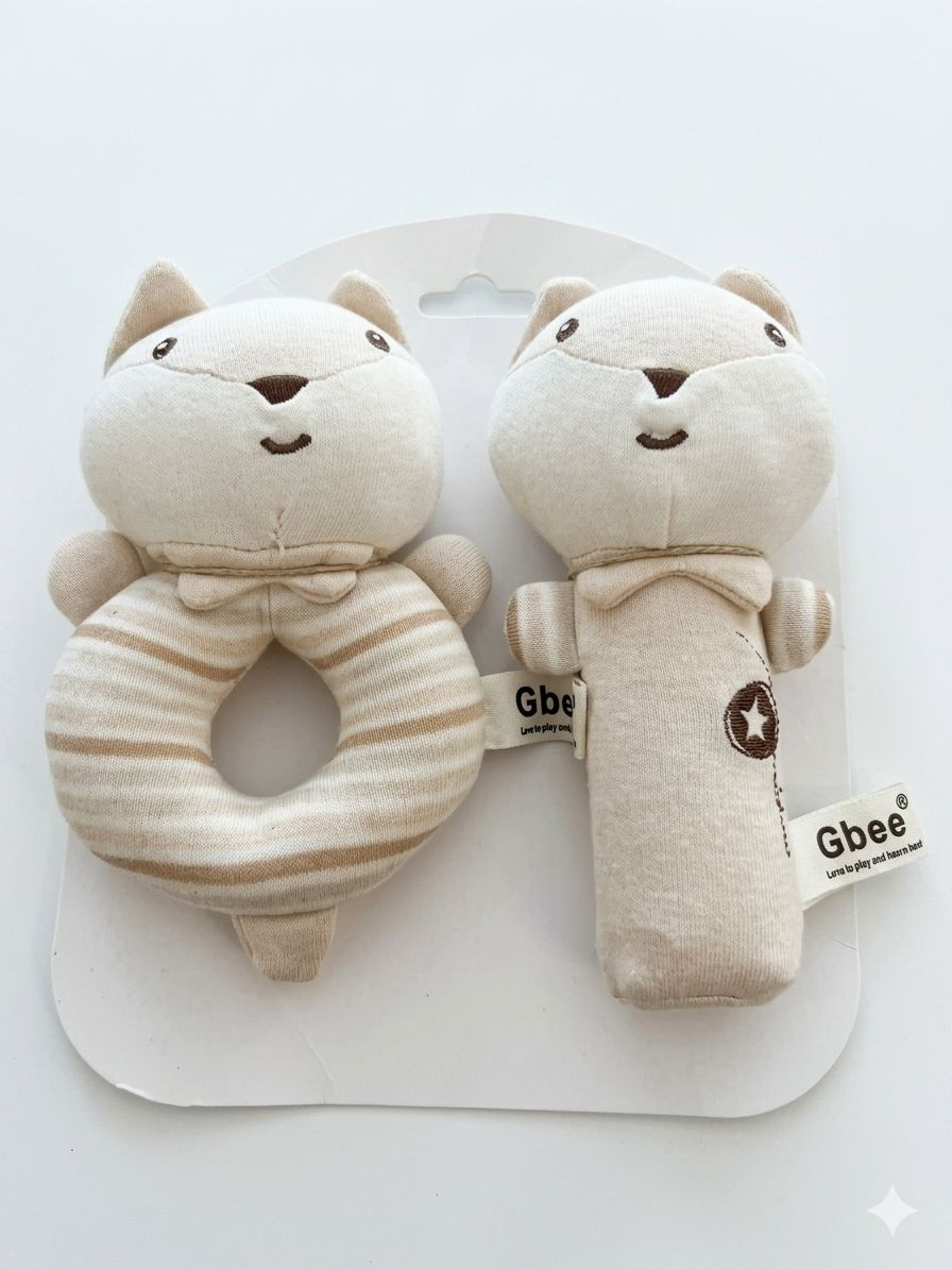Gbee Baby Organic Rattle Set - Fox (Set Volpe)