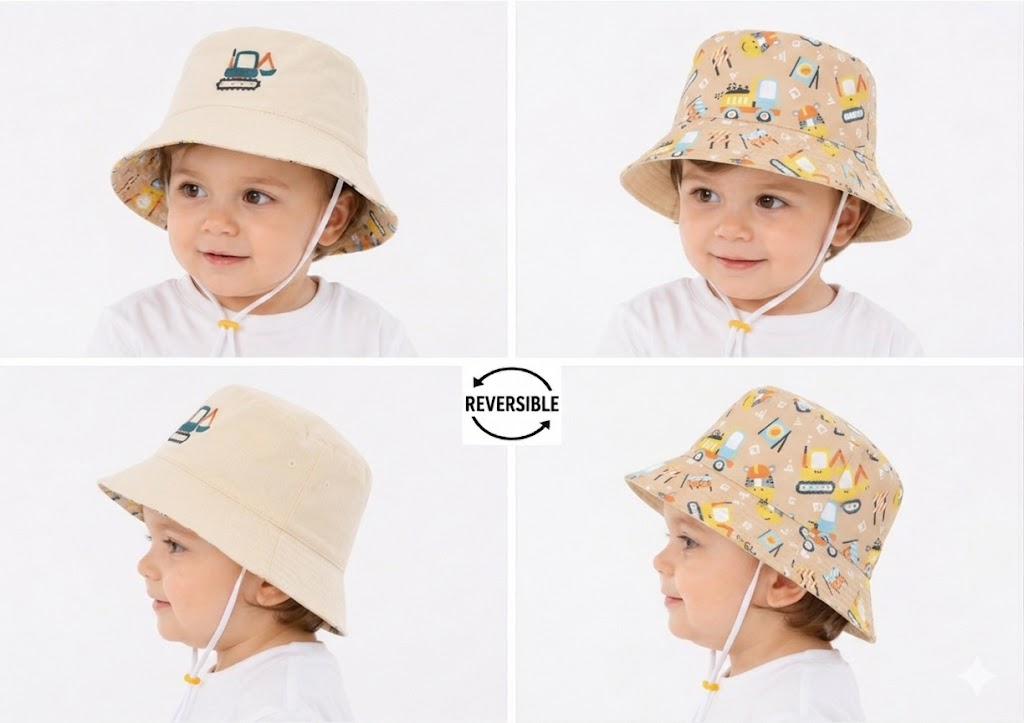 Cappellino da Sole Reversibile Bambino - Escavatore
