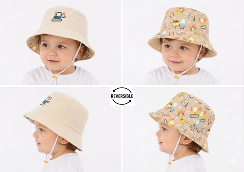 Cappellino da Sole Reversibile Bambino - Escavatore