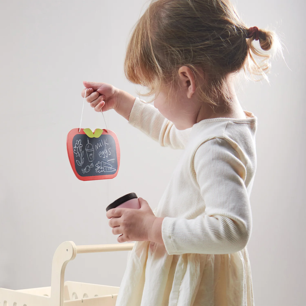 Carrello della Spesa in Legno con Lavagna | Shopping Cart Tender Leaf Toys | 3+ Anni