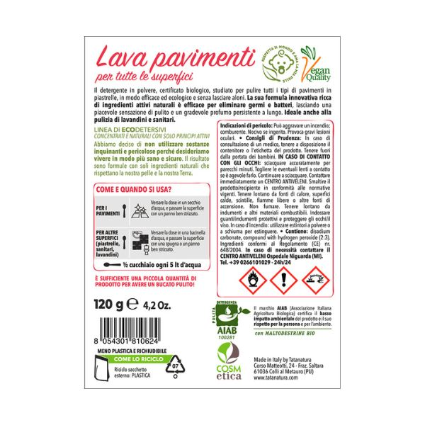 Ecodetersivo Lava Pavimenti per Tutte le Superfici 500g Bio