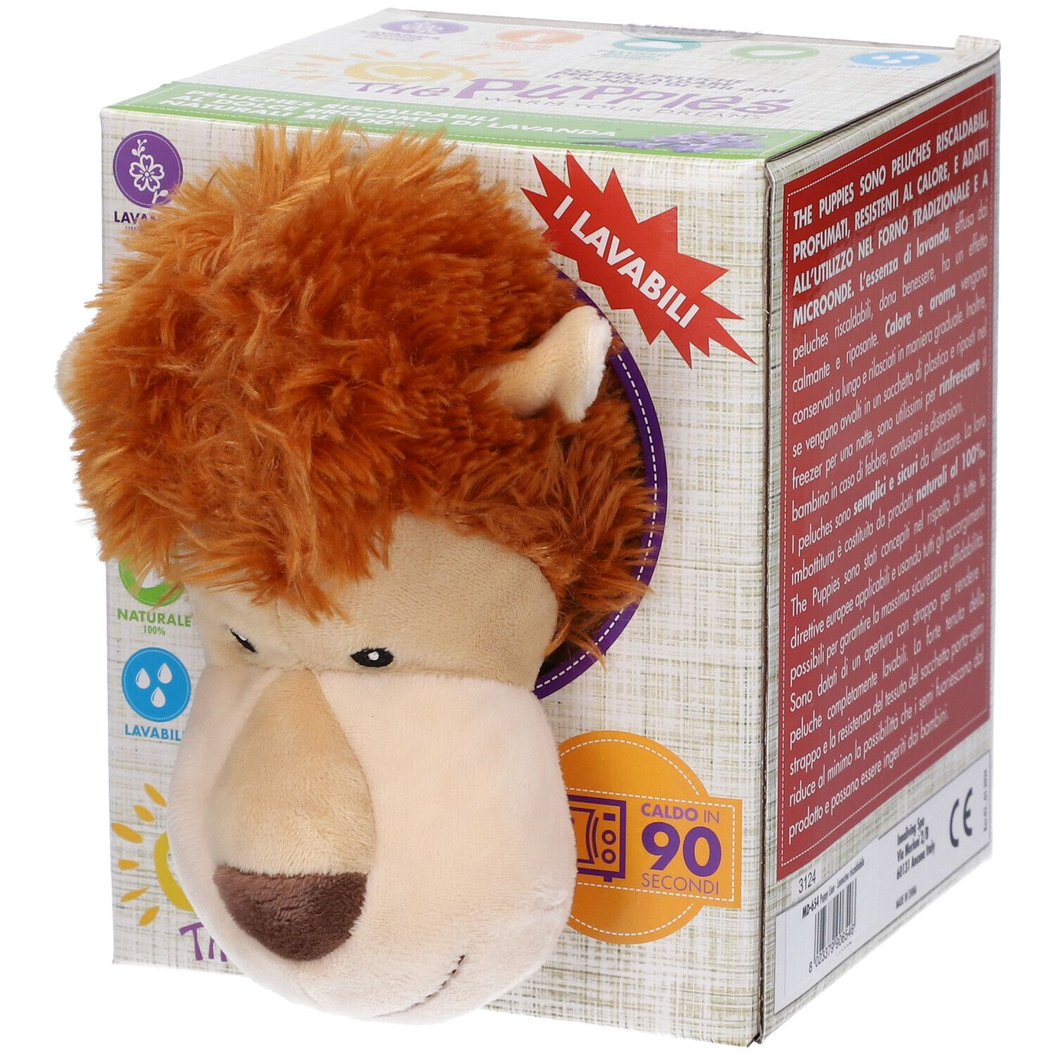 THE PUPPIES Leone Riscaldabile – Peluche alla Lavanda | Microonde & Freezer