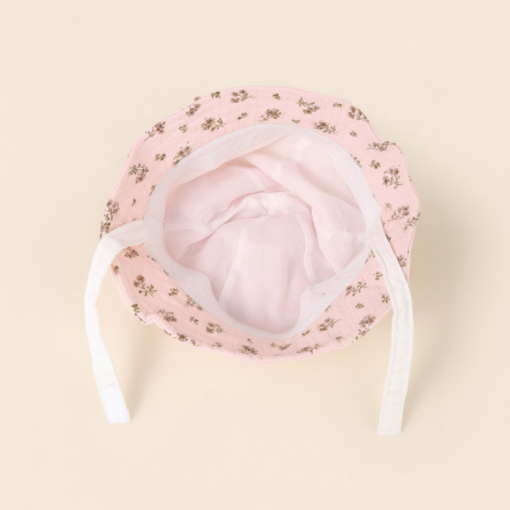 Cappellino da sole bambina fiori rosa - vista interna