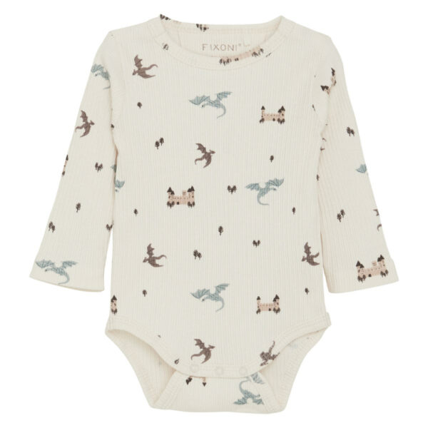 Fixoni Baby Set Body e Tutina - Draghi e Castelli - Tortora