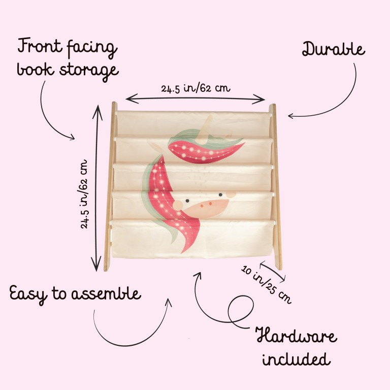 Libreria Montessoriana da Pavimento Unicorno Sparkly | 62x61 cm | 3+ anni