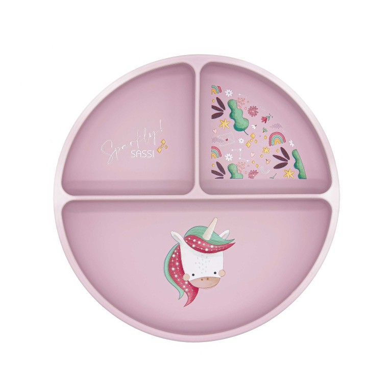 Piatto con Ventosa in Silicone – Unicorno Sparkly