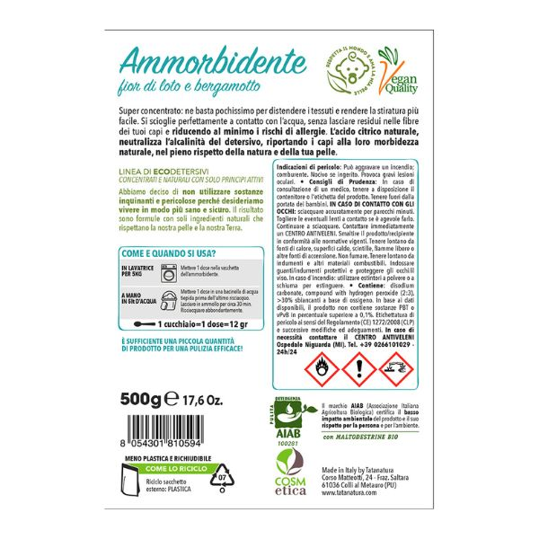 Ecodetersivo Ammorbidente Fior di Loto e Bergamotto 120g Bio