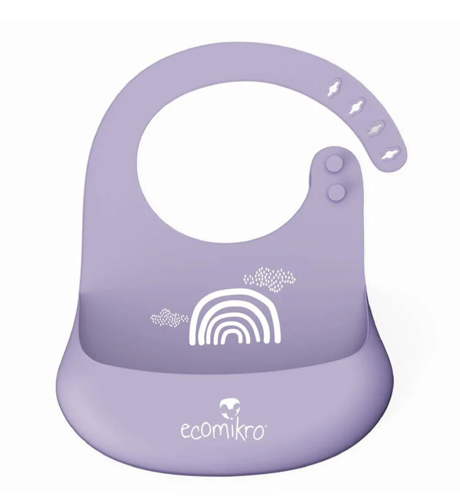 Ecomikro Bavaglino in Silicone con Tasca – Malva
