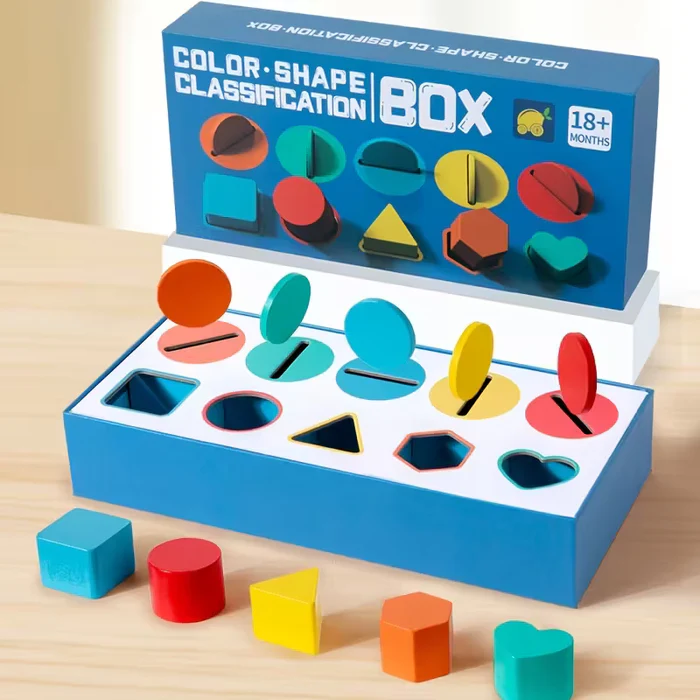 HOMERO Montessori Color Shape Classification Box – Set 10 Buche