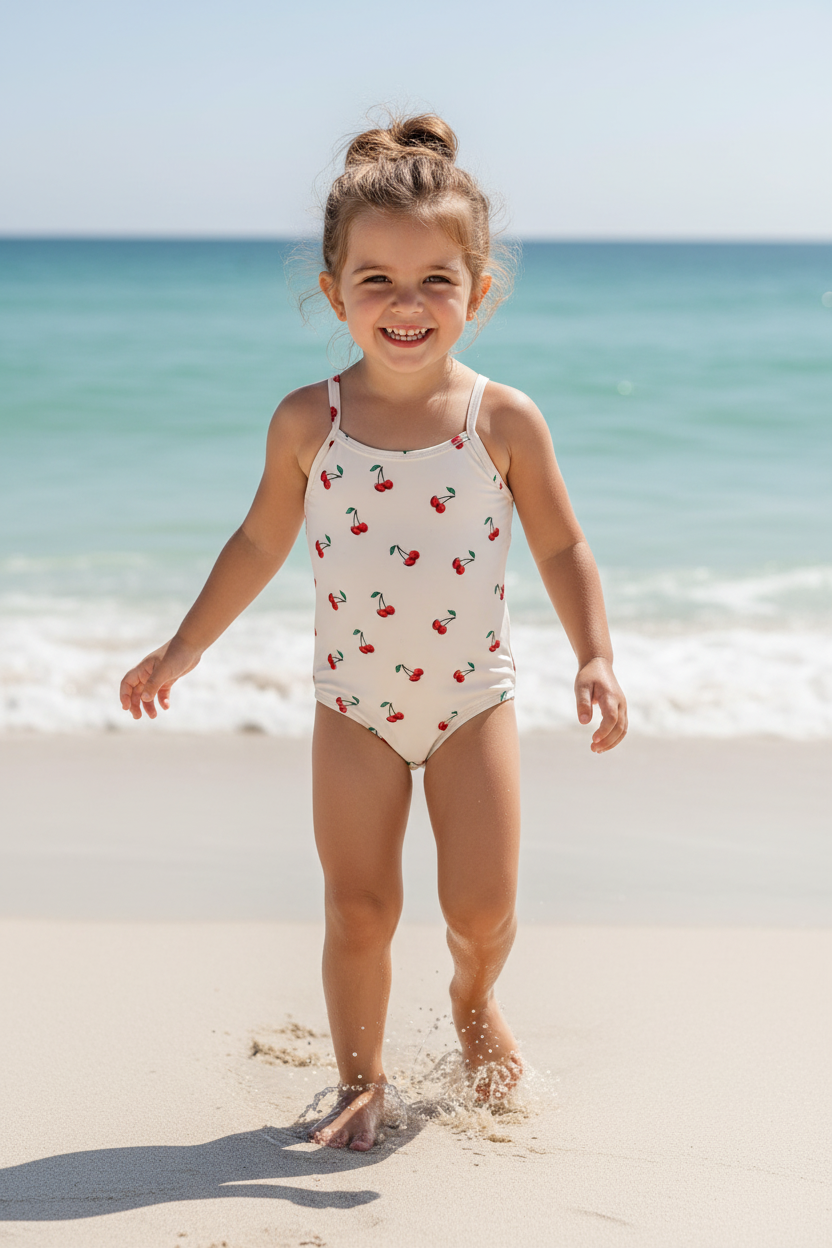 Costume intero bambina fantasia ciliegie - indossato