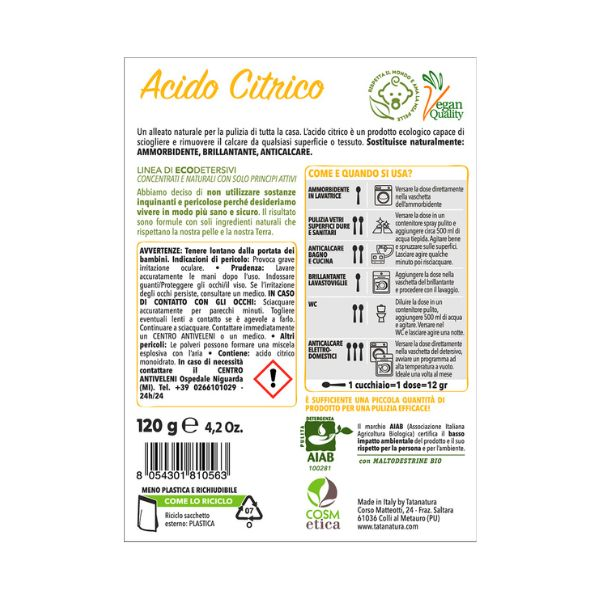 Acido Citrico Bio 120g – EcoCasa