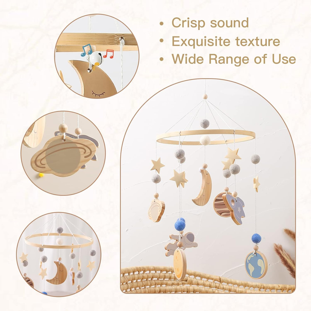 Mobile Baby Legno – Luna, Stelle e Pianeti – Ulysse Couleurs d'Enfance