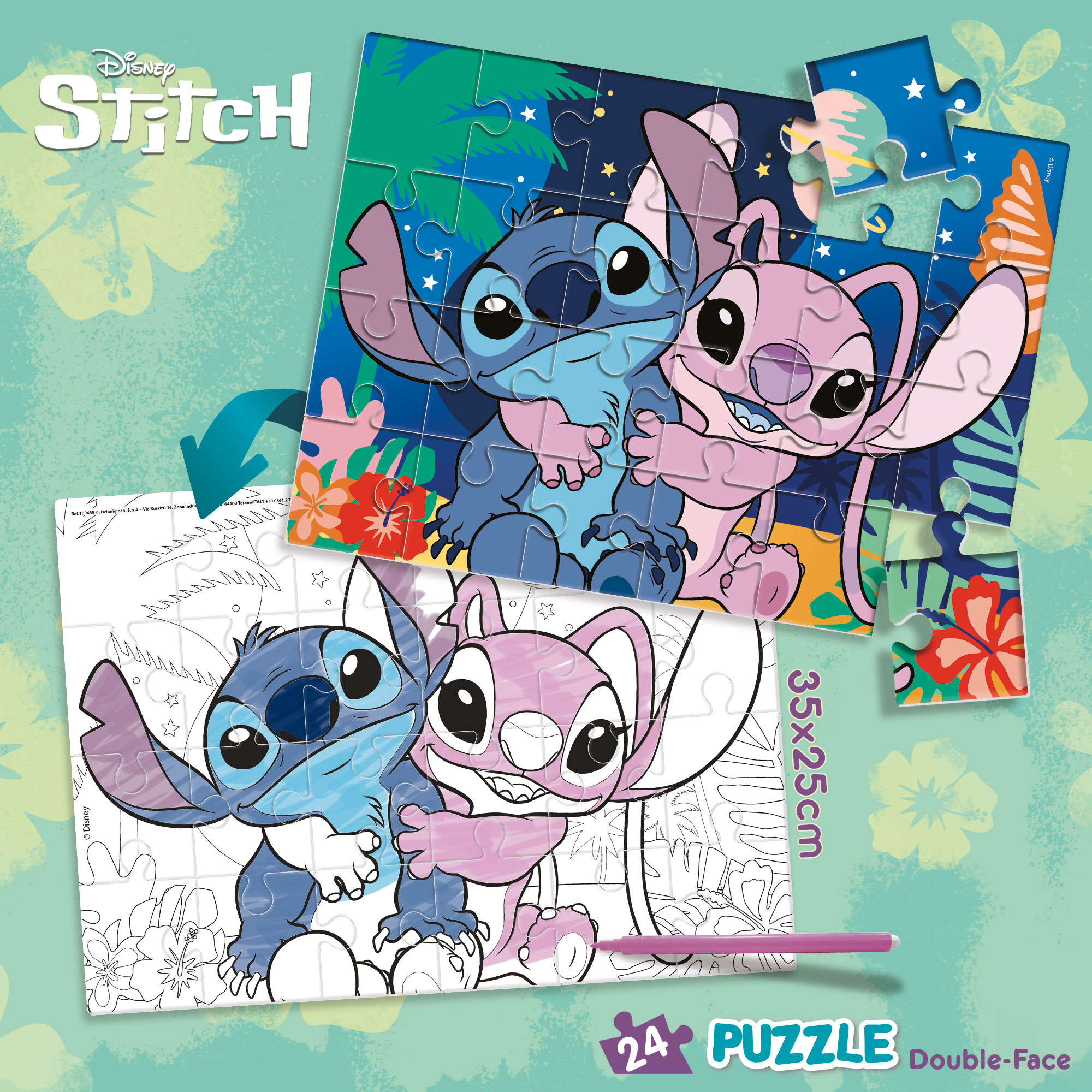 Puzzle Double-Face 24 Pezzi Lisciani Disney Lilo & Stitch