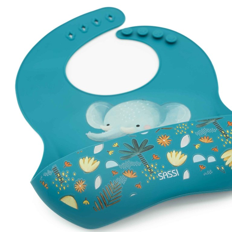Sassi Bavaglino in Silicone con Tasca – Elefante Chewy