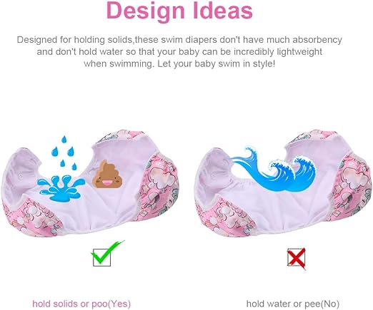 Vicloon Pannolino da Nuoto Lavabile – Unicorno Rosa (Taglia Unica)