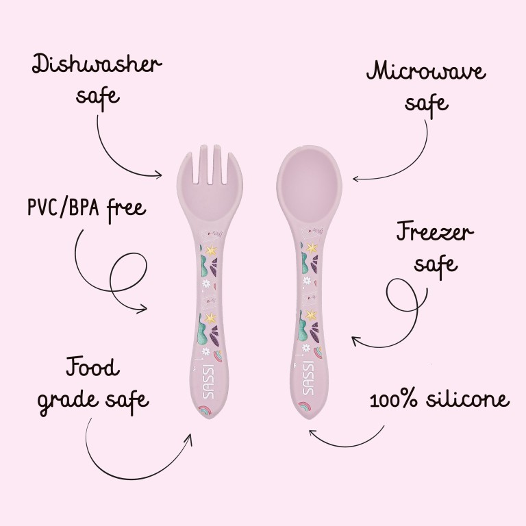 Posate in Silicone per Bambini – Unicorno Sparkly