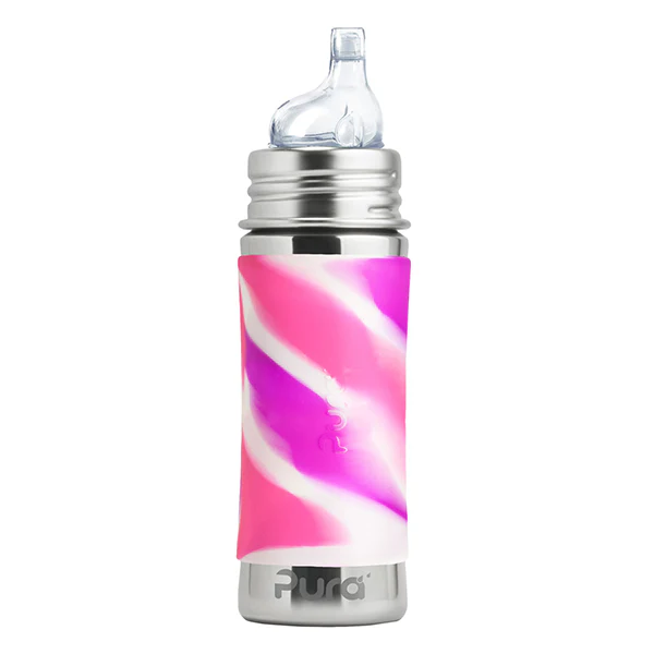 Pura Kiki Biberon in Acciaio Inox 325ml con Beccuccio in Silicone – 6m+
