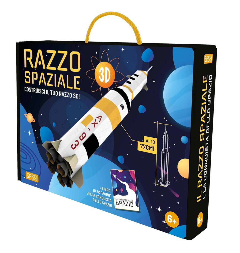 Il Razzo Spaziale 3D – Sassi Junior | Libro 32 Pagine + Modellino da Costruire | 6+ anni
