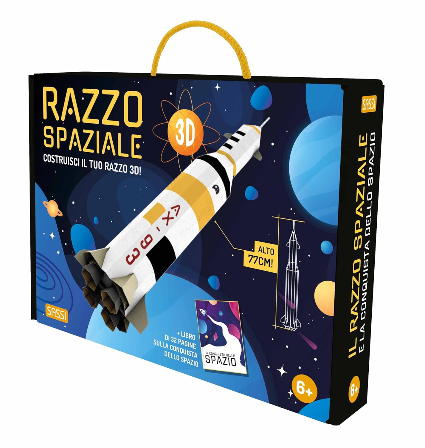Il Razzo Spaziale 3D – Sassi Junior | Libro 32 Pagine + Modellino da Costruire | 6+ anni