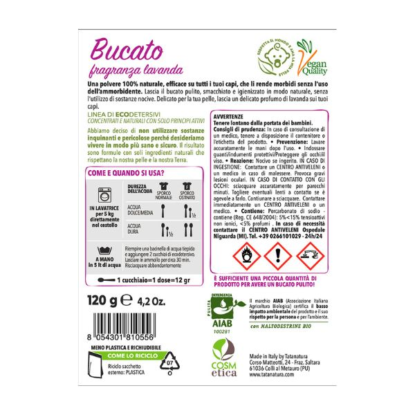 Ecodetersivo Bucato Fragranza Lavanda 120g Bio
