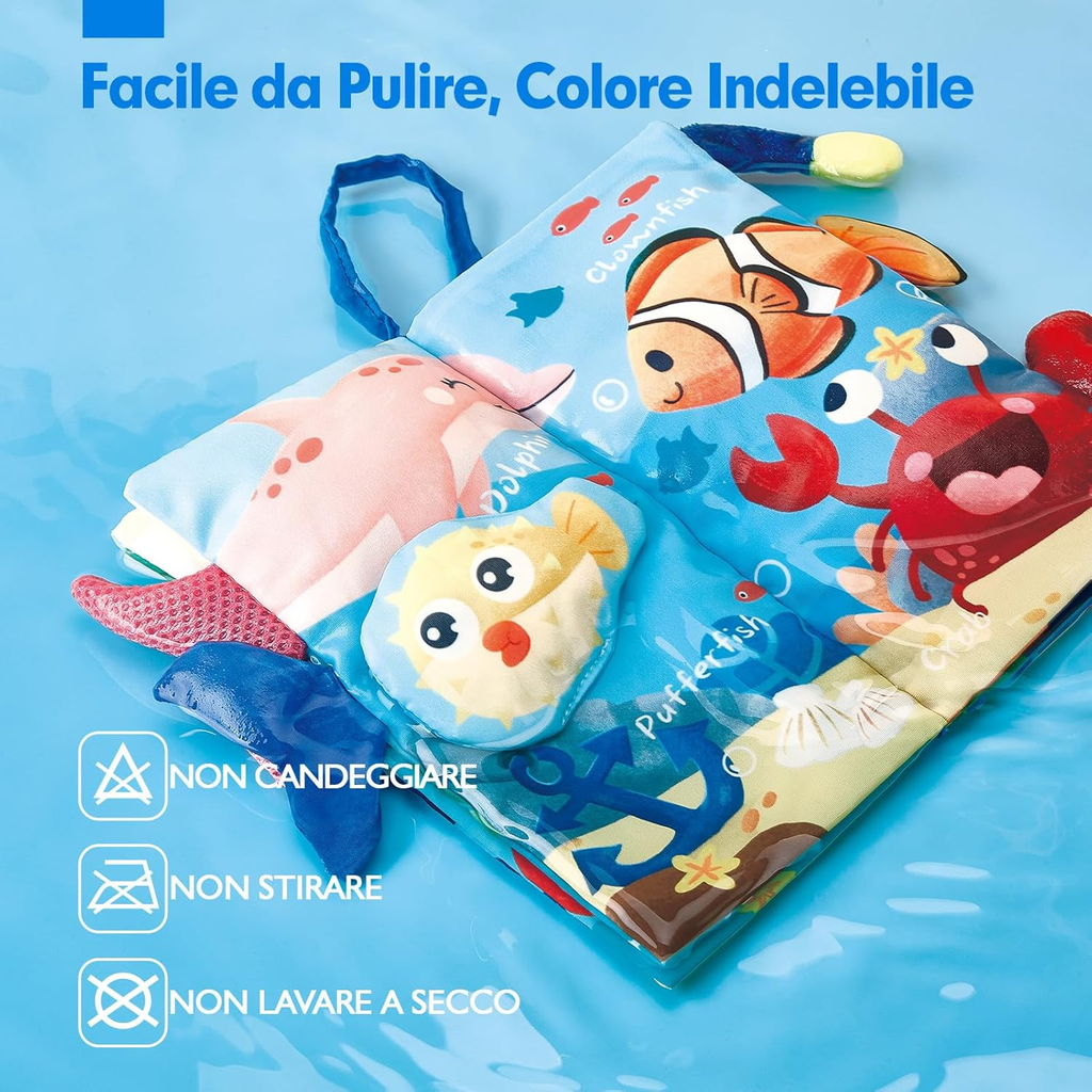 Hahaland Libro Tattile Marine Tails – 12 Animali Marini con Code 3D Sensoriali