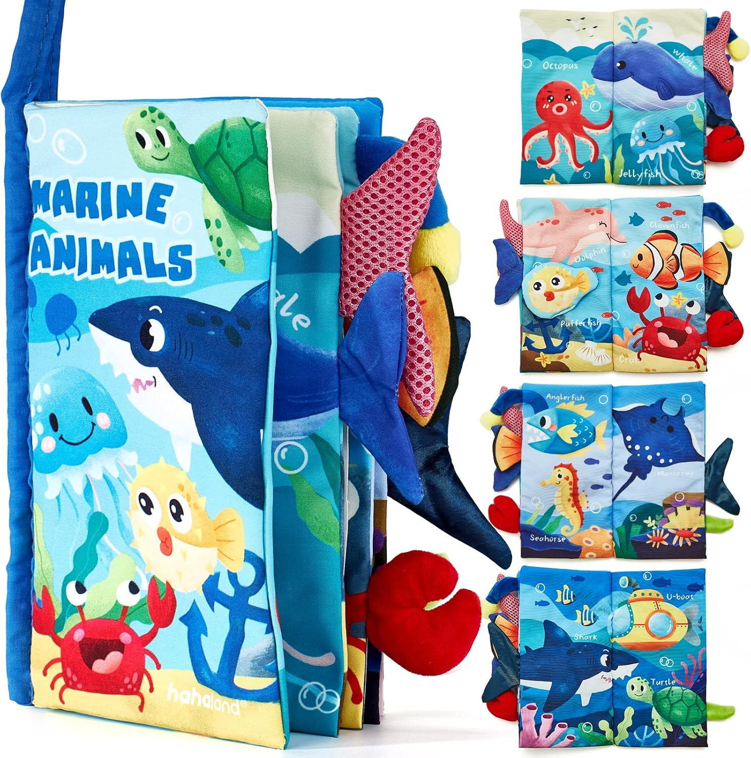 Hahaland Libro Tattile Marine Tails – 12 Animali Marini con Code 3D Sensoriali
