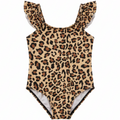 Costume intero bambina leopardato con volant