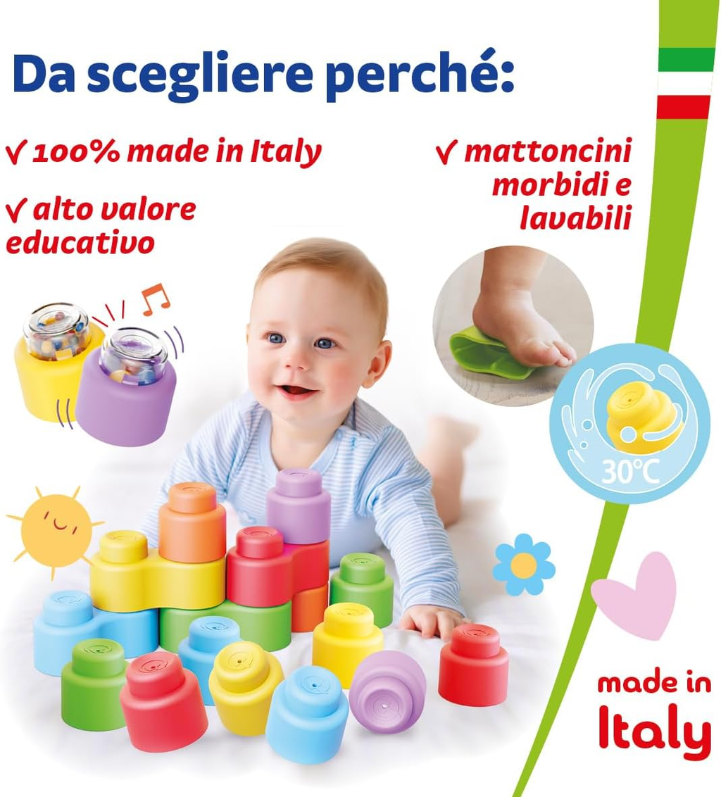 Quercetti MOMY Soft Happy Sound – Costruzioni Morbide 18 Pezzi
