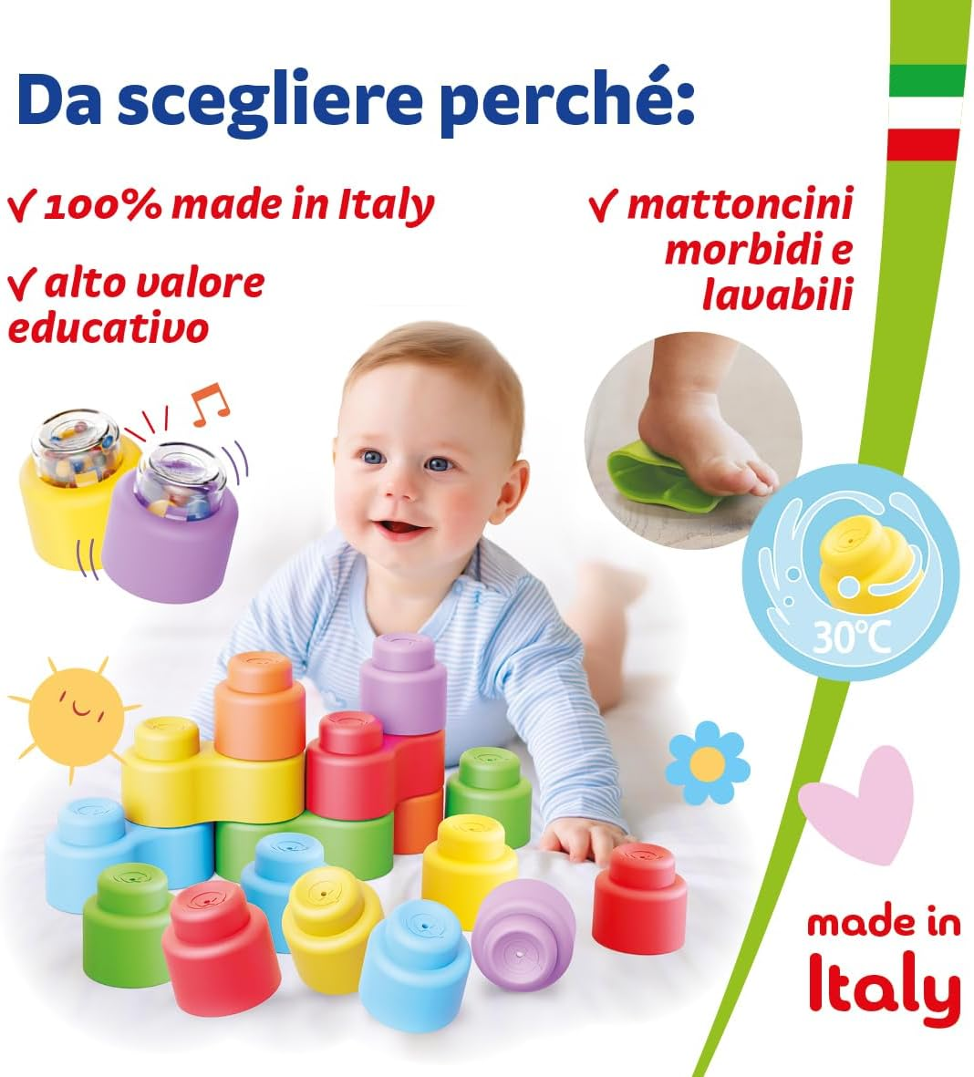 Quercetti MOMY Soft Happy Sound – Costruzioni Morbide 18 Pezzi