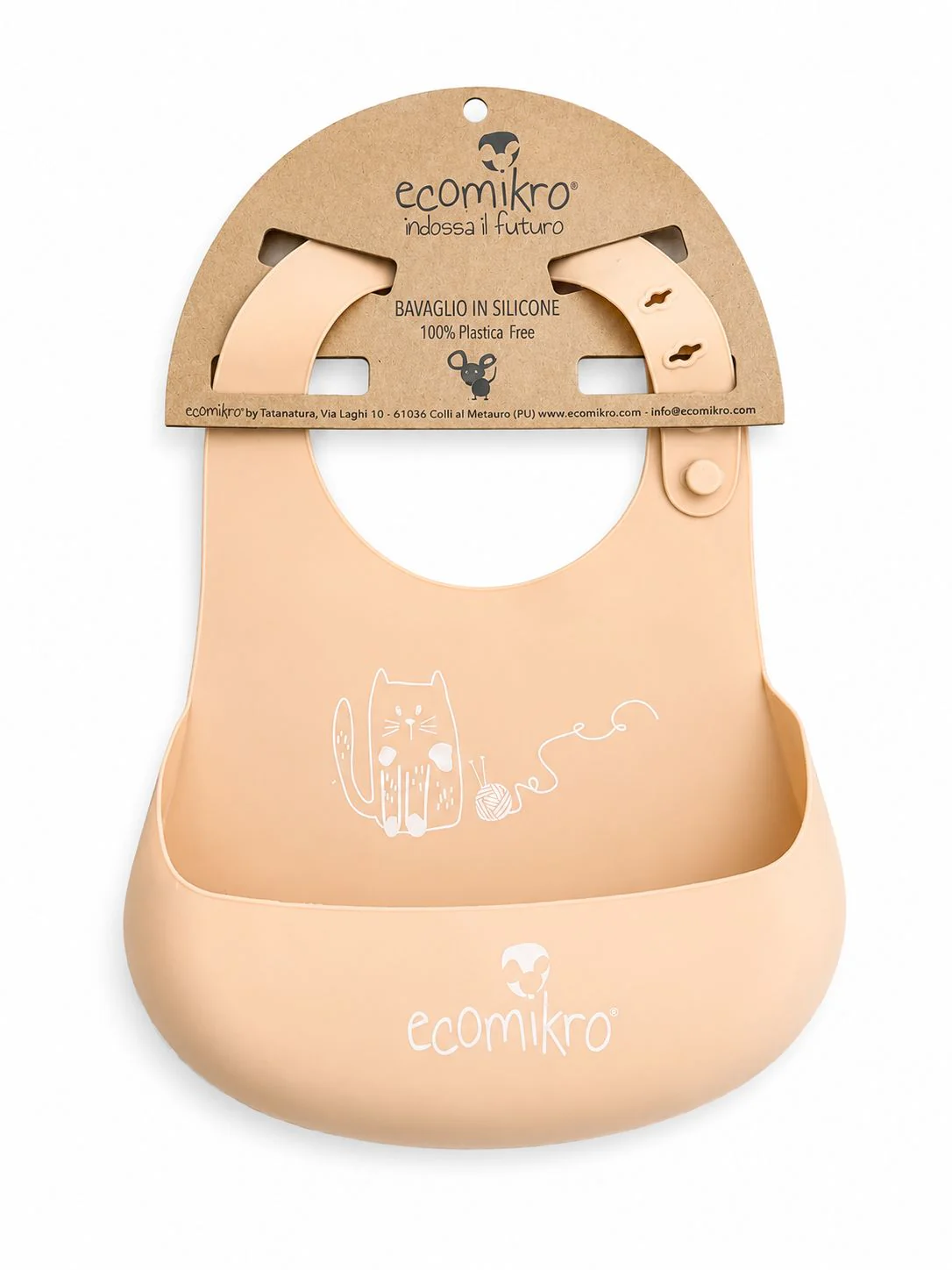 Ecomikro Bavaglino in Silicone con Tasca – Pesca