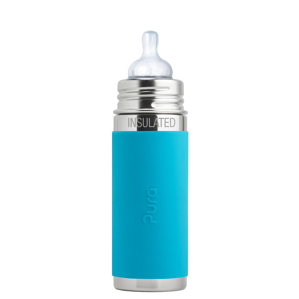 Pura Kiki Biberon Termico in Acciaio Inox 260ml con Tettarella a Flusso Medio – 3m+