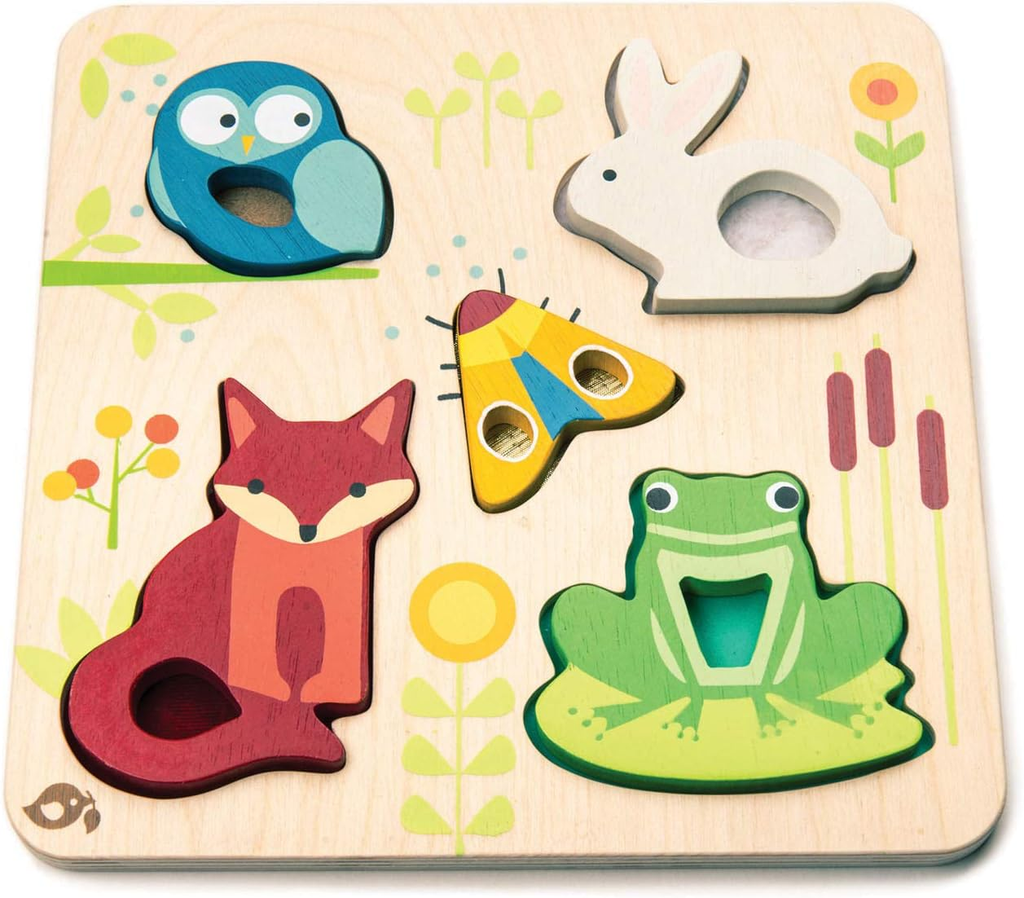 Tender Leaf Toys Touchy Feely Animals – Puzzle in Legno 5 Animali Sensoriali
