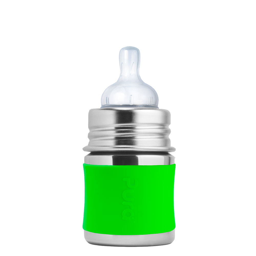 Pura Kiki Biberon in Acciaio Inox 150ml con Tettarella in Silicone – 0m+