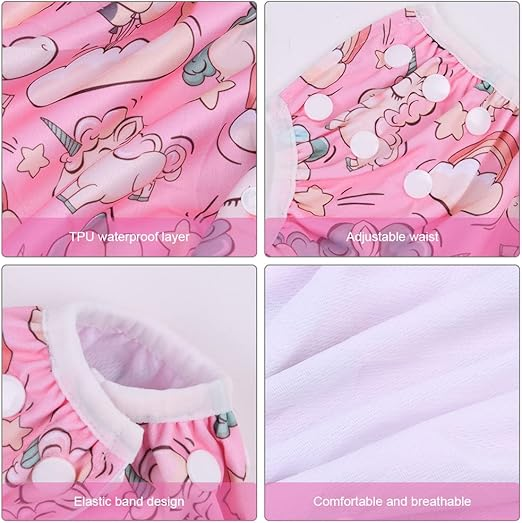Vicloon Pannolino da Nuoto Lavabile – Unicorno Rosa (Taglia Unica)