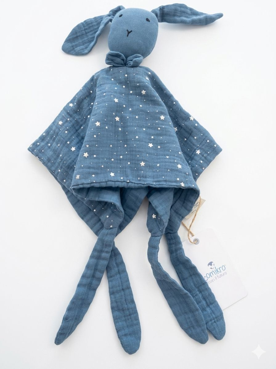 Doudou Coniglio in Mussola di Cotone Ecomikro – 40x40 cm