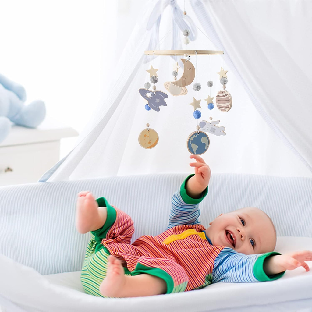 Mobile Baby Legno – Luna, Stelle e Pianeti – Ulysse Couleurs d'Enfance