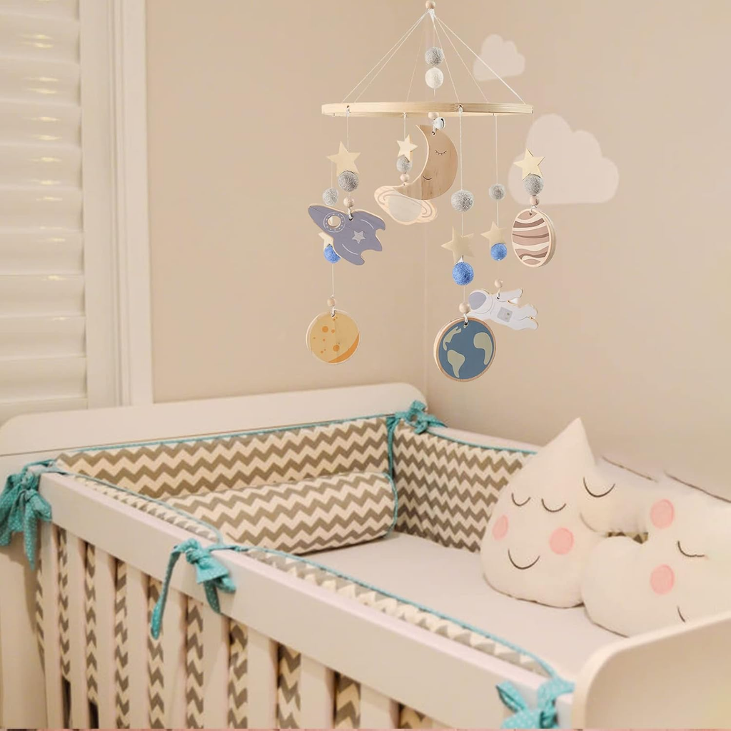 Mobile Baby Legno – Luna, Stelle e Pianeti – Ulysse Couleurs d'Enfance