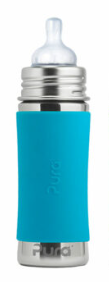 Pura Kiki Biberon in Acciaio Inox 325ml con Tettarella a Flusso Medio in Silicone – 3m+