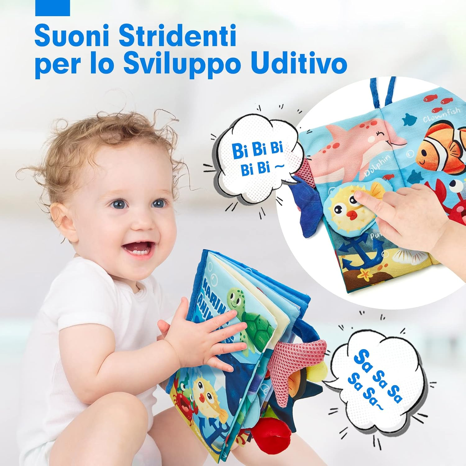 Hahaland Libro Tattile Marine Tails – 12 Animali Marini con Code 3D Sensoriali
