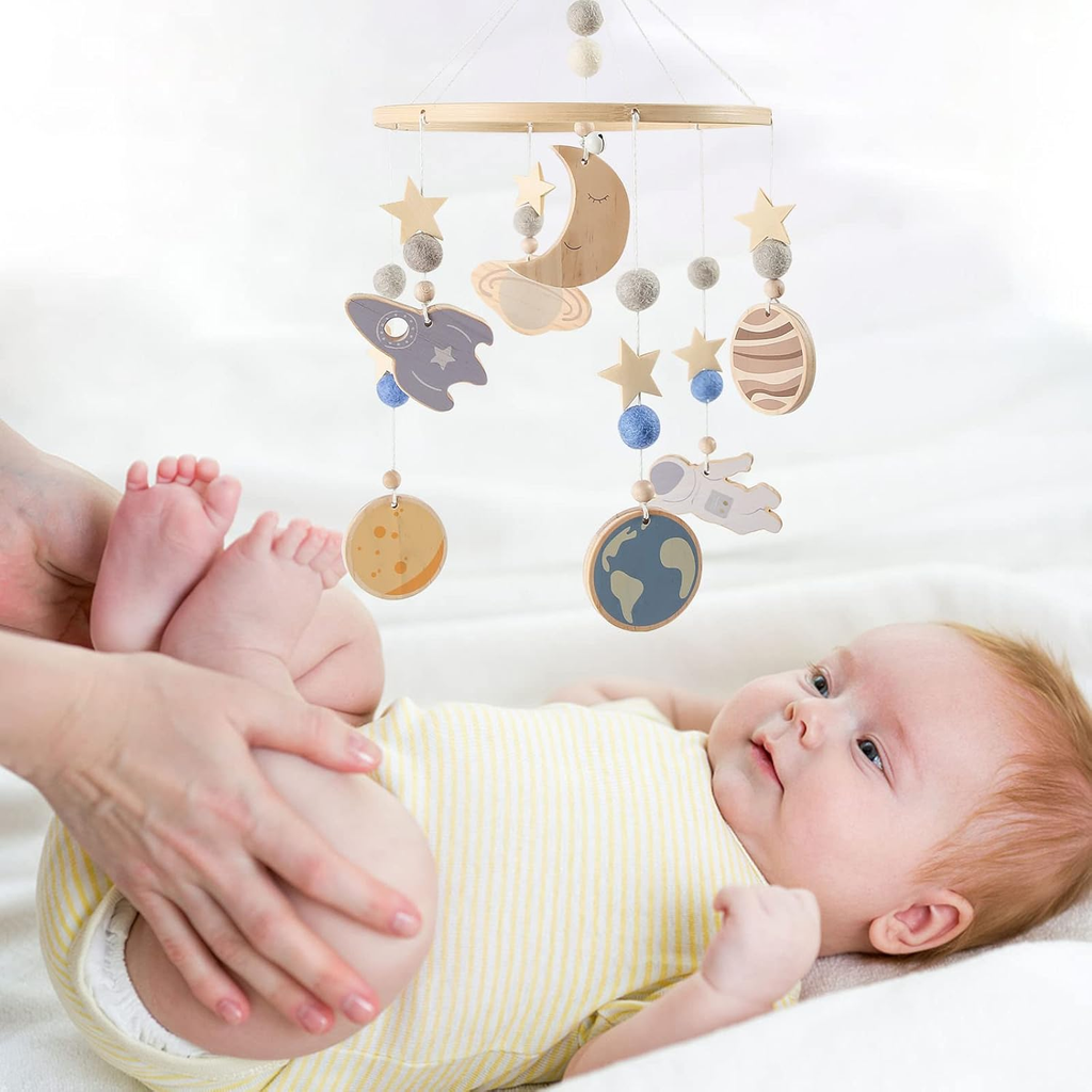 Mobile Baby Legno – Luna, Stelle e Pianeti – Ulysse Couleurs d'Enfance
